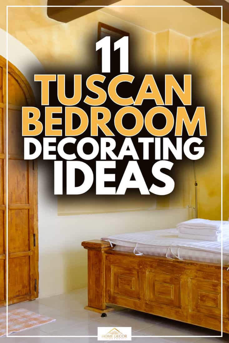 Tuscany room style in yellow and brown color tone with wooden bed, 11 Tuscan Bedroom Decorating Ideas (With Pictures)