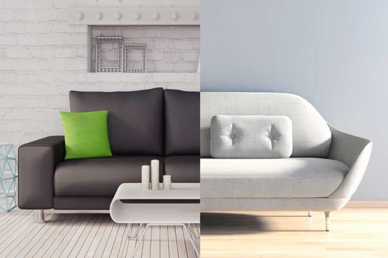 A collage of a living room with light and fark furniture, Should You Choose Light or Dark Living Room Furniture? (Inc. 14 examples)