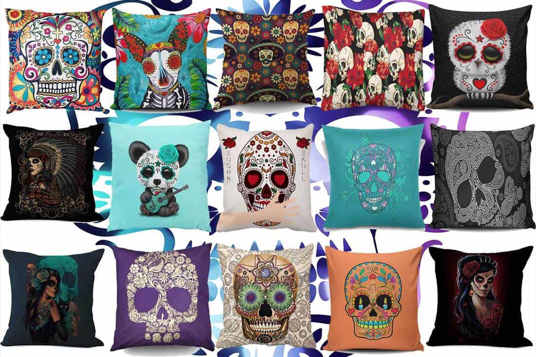Mexican Skull Sugar Decorative Sham Cover Pillow Throw Case Indiana Cushion Art 