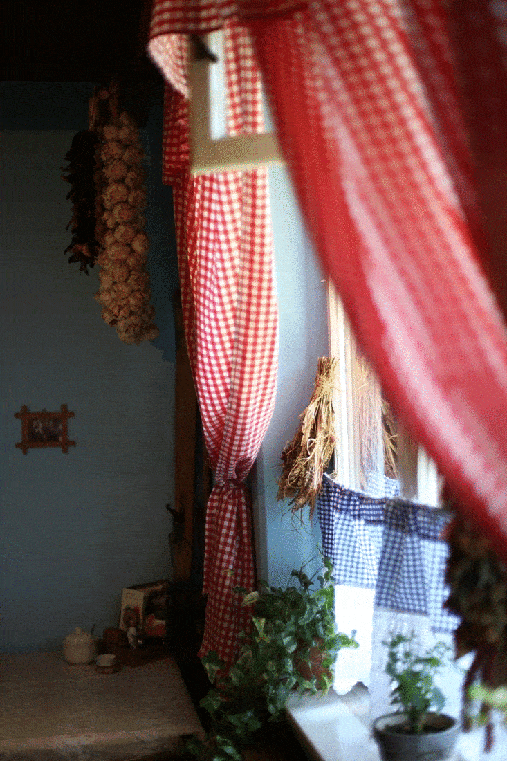 European house interior window curtains