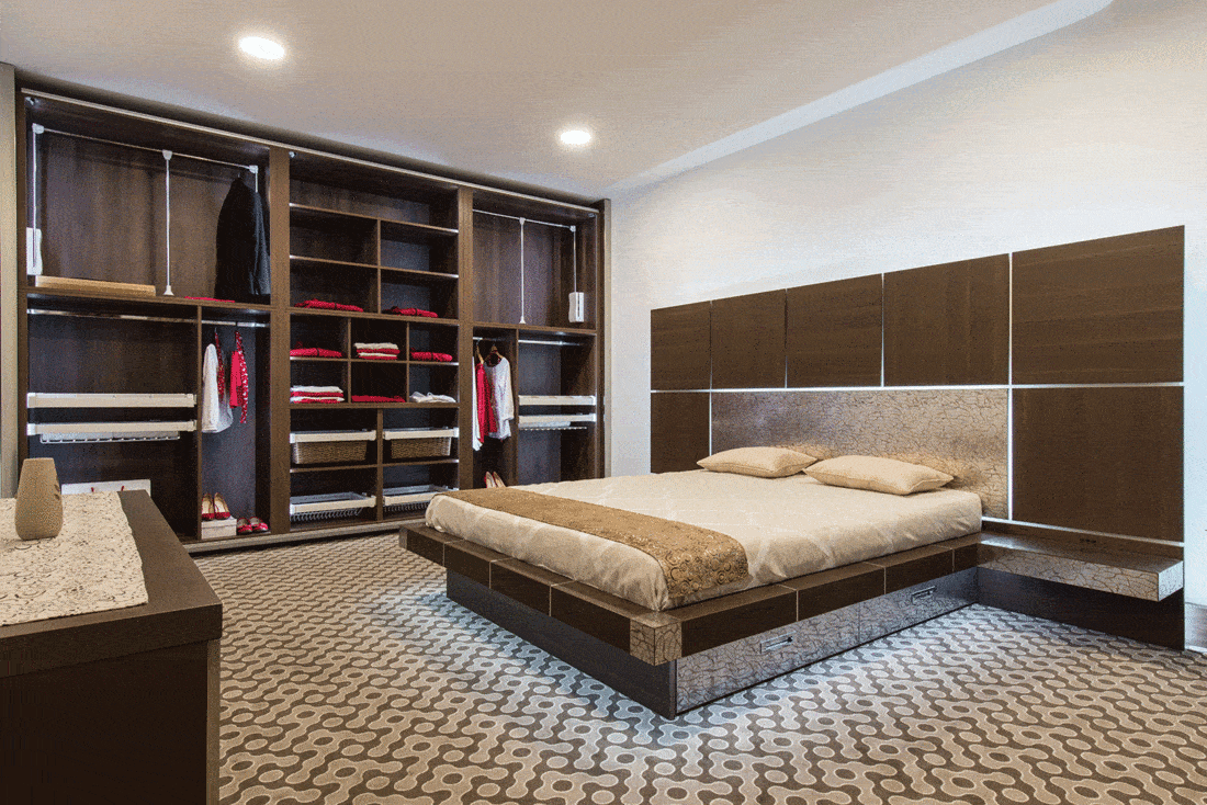 Interior design of master bedroom in luxury home