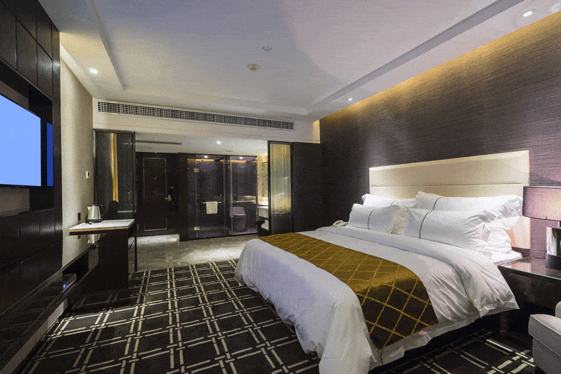 Luxury hotel bedroom with nice decoration