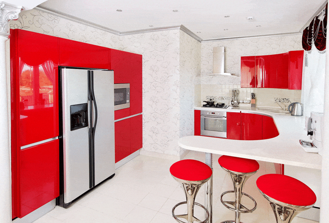 Modern red glossy kitchen