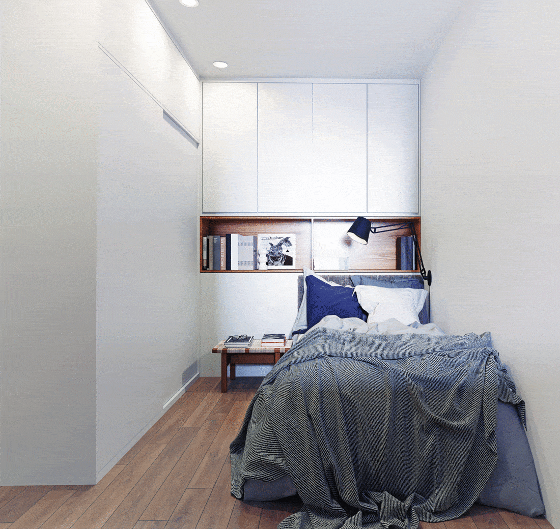 Modern white and blue bedroom