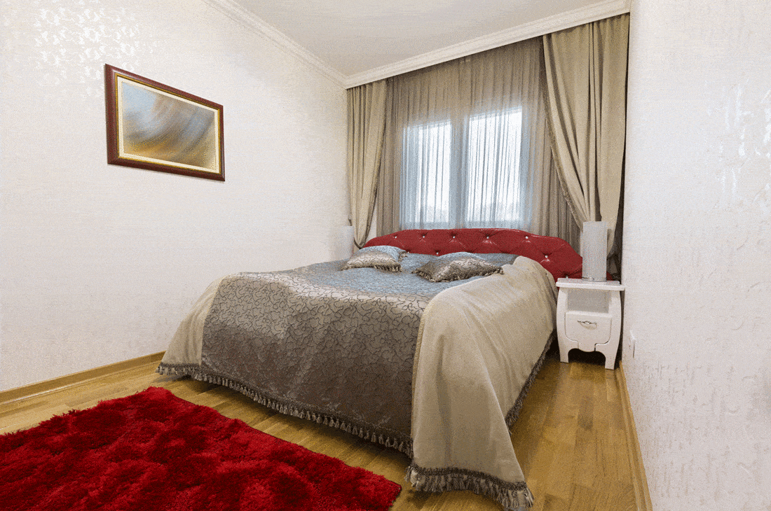 Red carpet bedroom