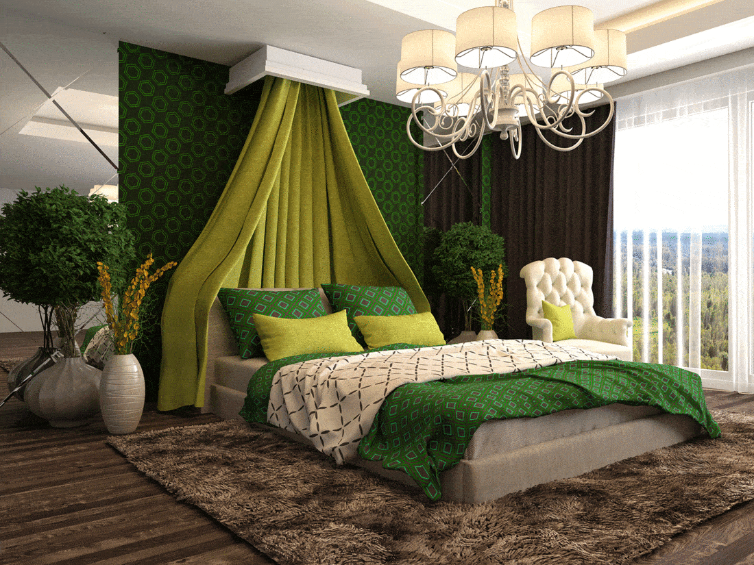 Royalty themed green bedroom