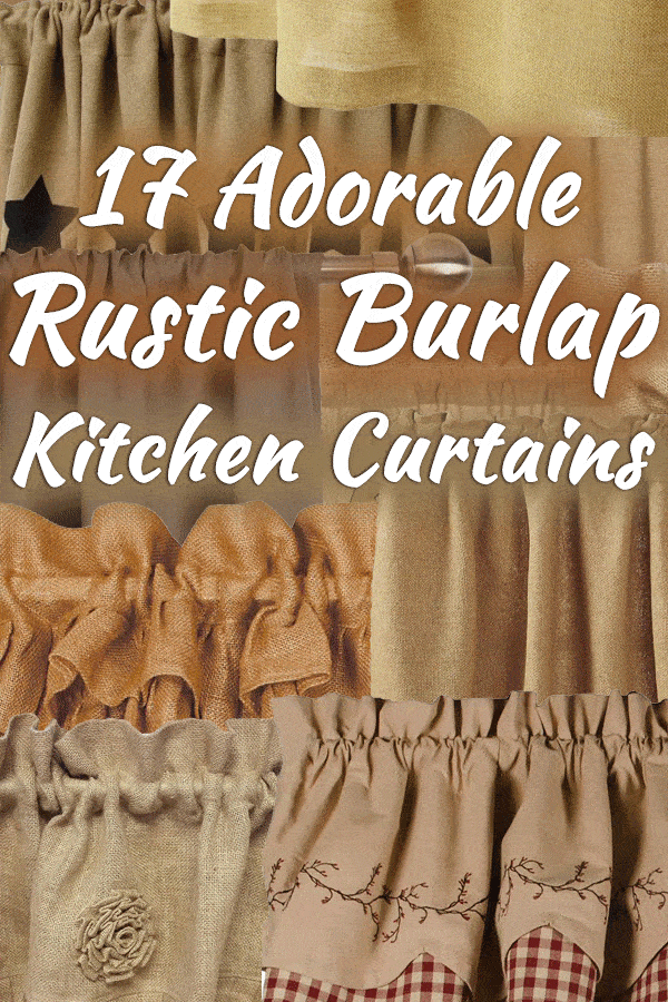 Collaged photos of curtains, 17 Adorable Rustic Burlap Kitchen Curtains