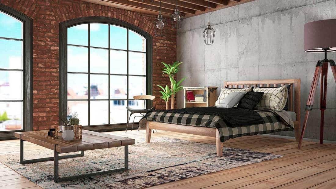 Cozy loft bedroom with city view