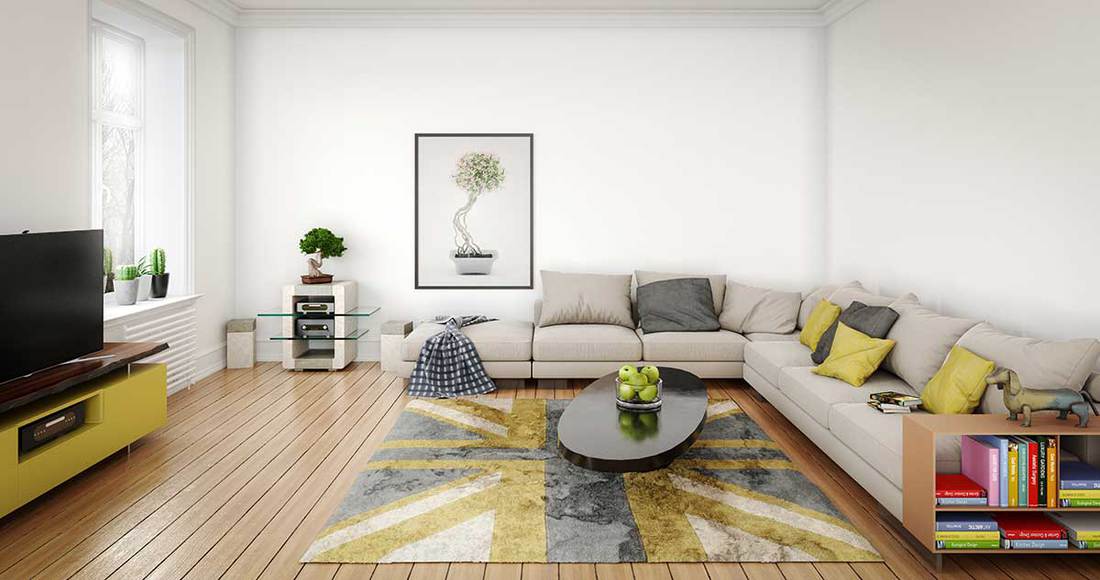 Cozy modern living room with wooden floor