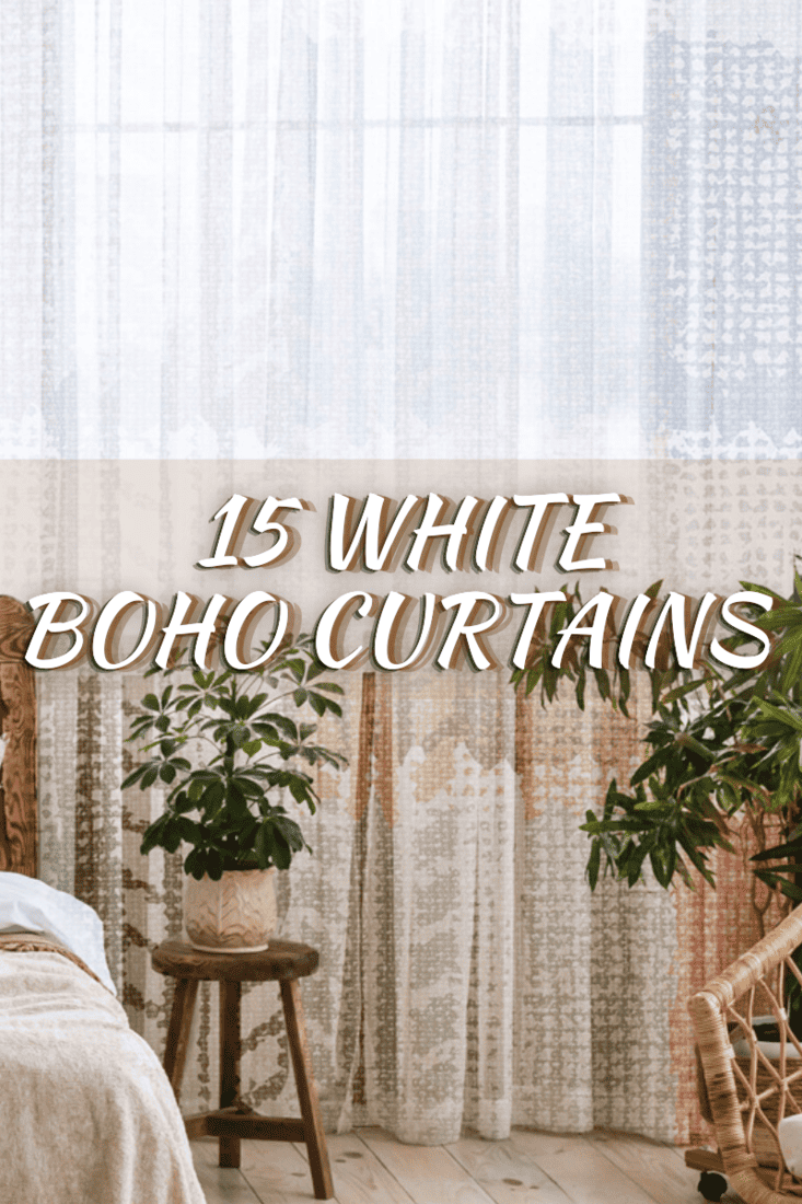 an image of a white boho curtains and plants