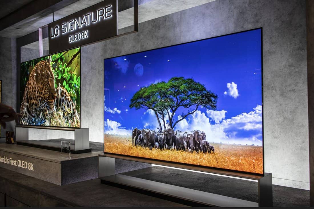 8k Signature Smart OLED Premium TV on display, at LG exhibition showroom, stand at Global Innovations Show