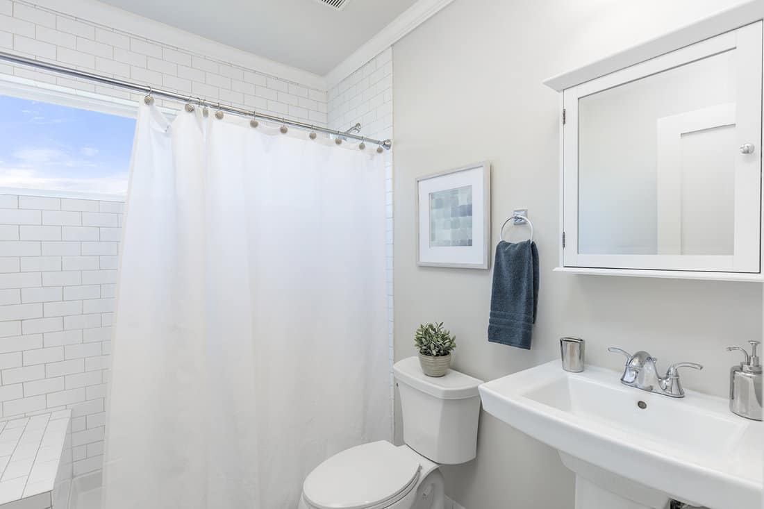 Bathroom with shower curtain