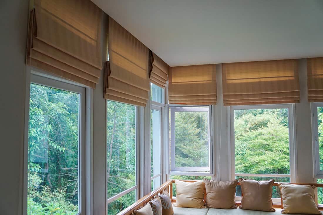 Brown shade curtains inside a modern living room