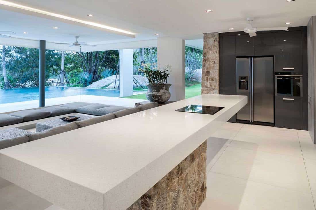 Luxury poolside home kitchen