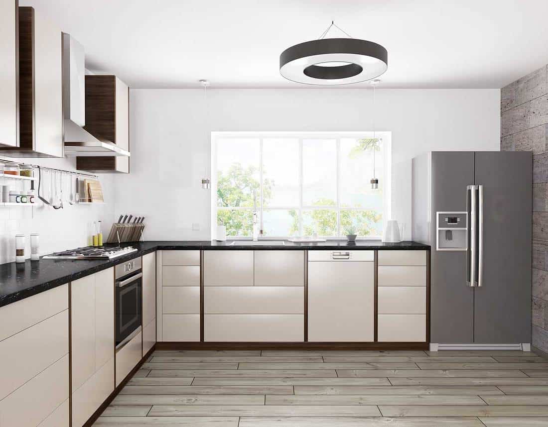 Modern-kitchen-interior-with-parquet-flooring
