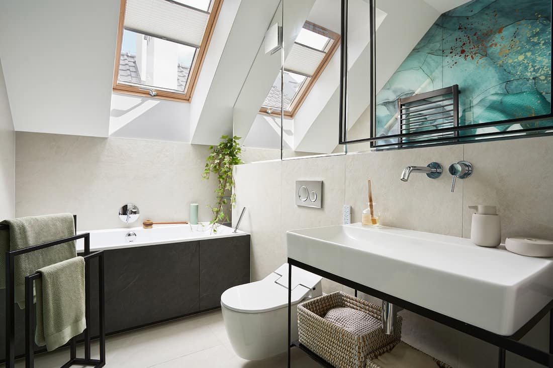 Stylish bathroom design with natural light