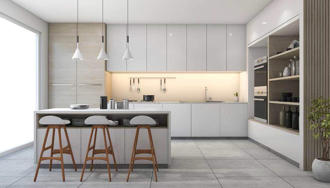 White-modern-design-kitchen-with-lamp