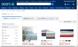 Bedsheets on Sears's page.