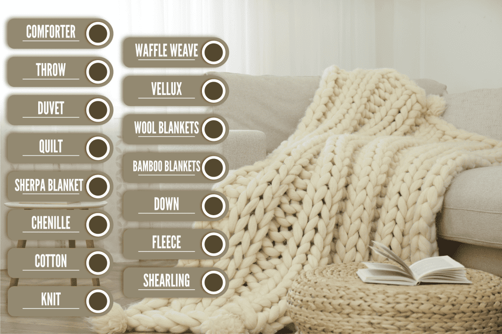 A gorgeous beige knitted blanket on the sofa, 15 Types of Blankets Every Homeowner Should Know