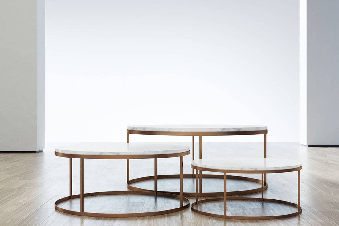Coffee table with three different sizes and height