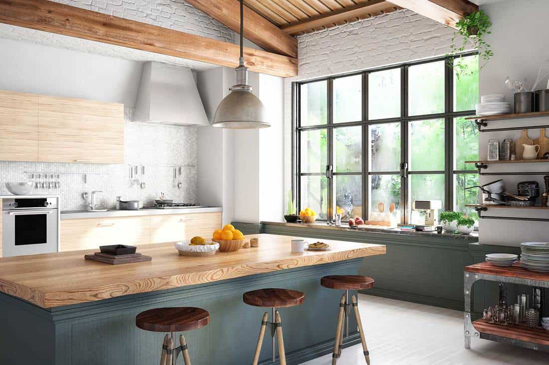 Modern industrial style kitchen interior