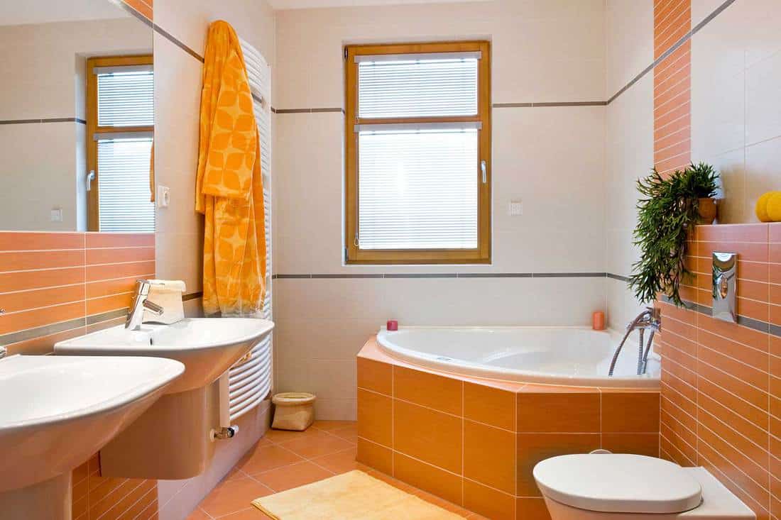 Orange bathroom interior