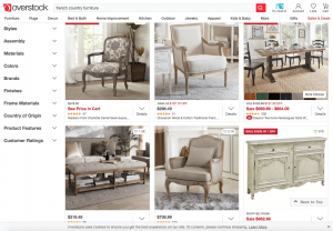 French Country Furniture on overstock's page.