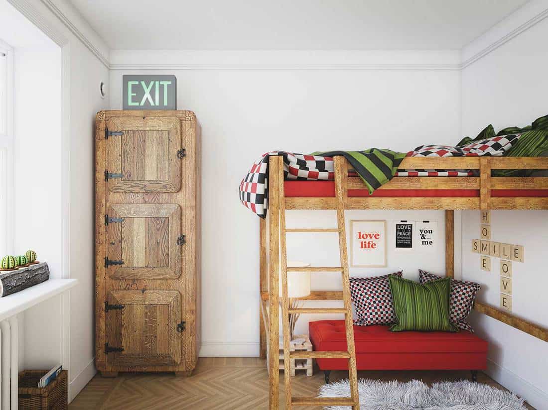 Small cozy domestic kids bedroom