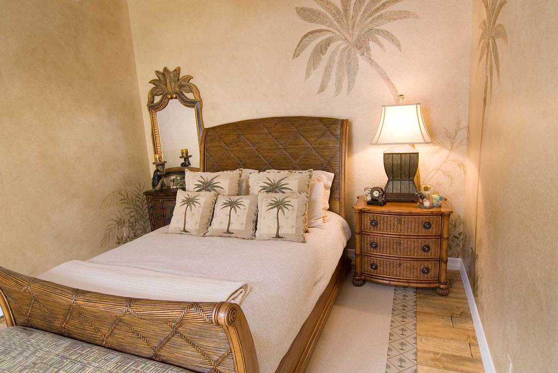 Tropical hotel rattan bedroom