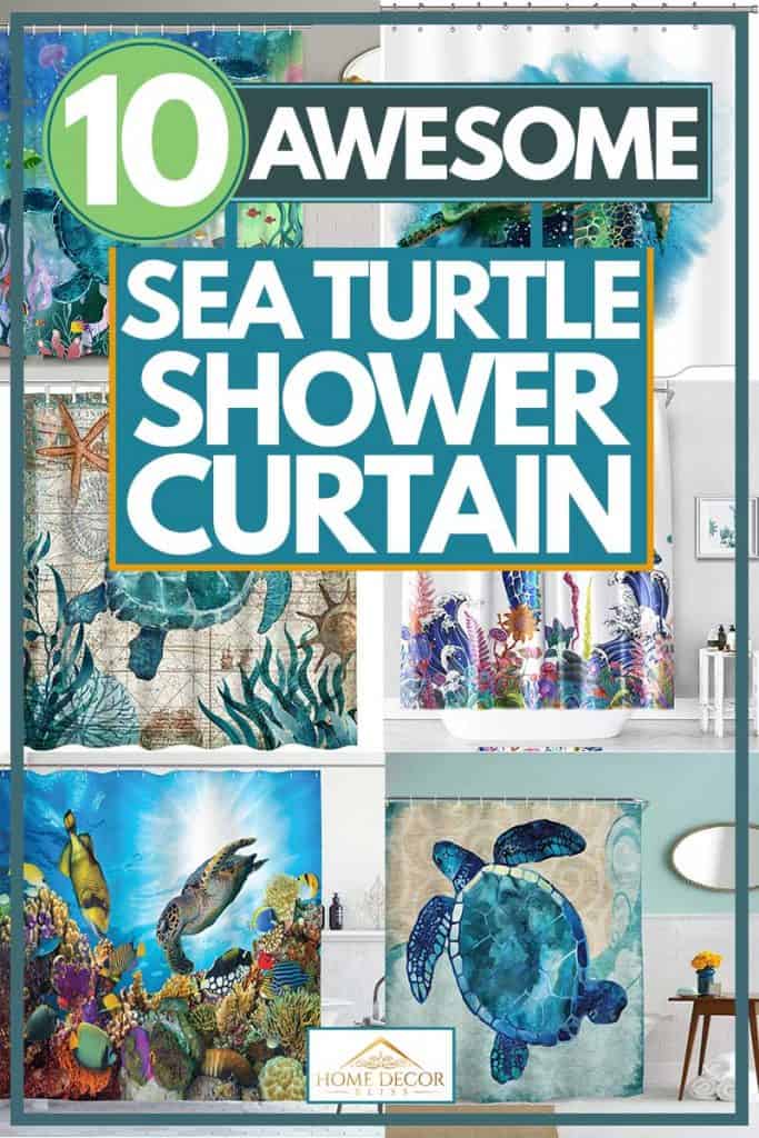 Sea turtle swimming on the water Shower Curtain Bathroom Decor Fabric 12hooks 
