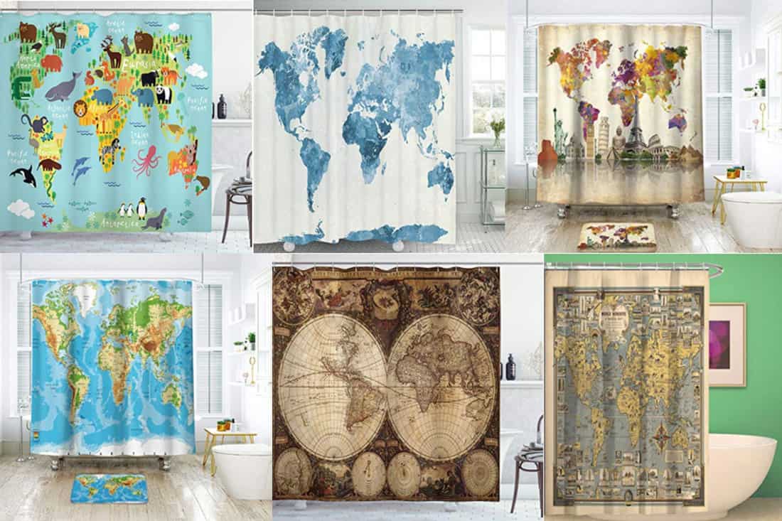 12 World Map Shower Curtains You Can, Old Map Shower Curtain