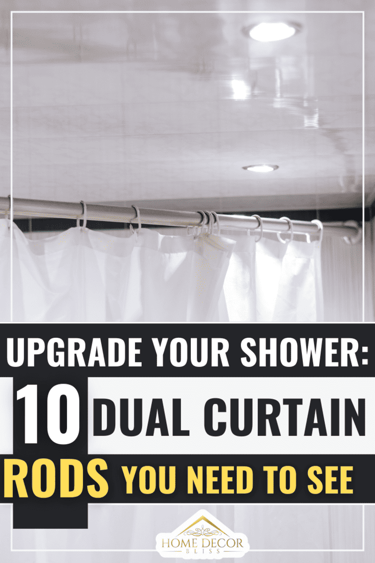 Curved shower curtain rod and shower curtain. 