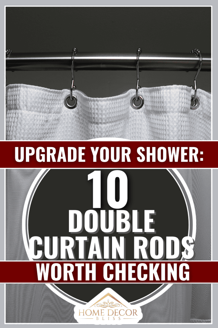 Curved shower curtain rod and shower curtain.
