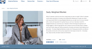 Sealy page / site for weighted blanket for sale