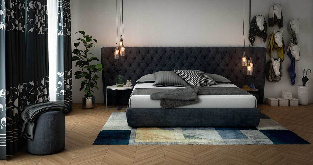 Cozy and modern domestic bedroom interior design