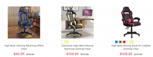 Gaming chair on Costway's page