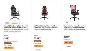 Gaming chair on Newegg's page