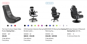 Gaming chair on Walmart's page