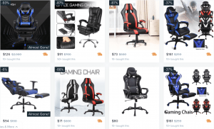 Gaming chair on Wish's page