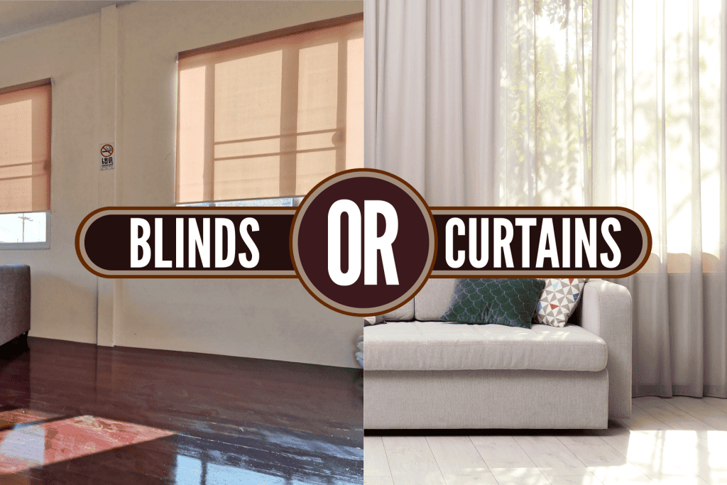 Collaged photo of living rooms with curtains and blinds, Blinds Or Curtains For Living Room? Let Us Help You Decide!