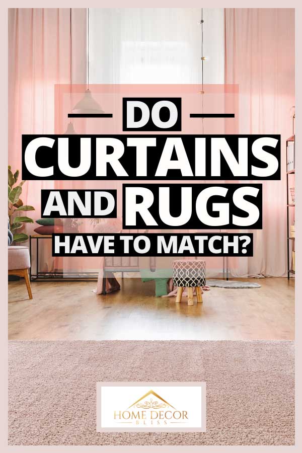 Bright spacious teenage girl room interior with metal bed, soft carpet on the floor and pink drapes, Do Curtains And Rugs Have To Match?