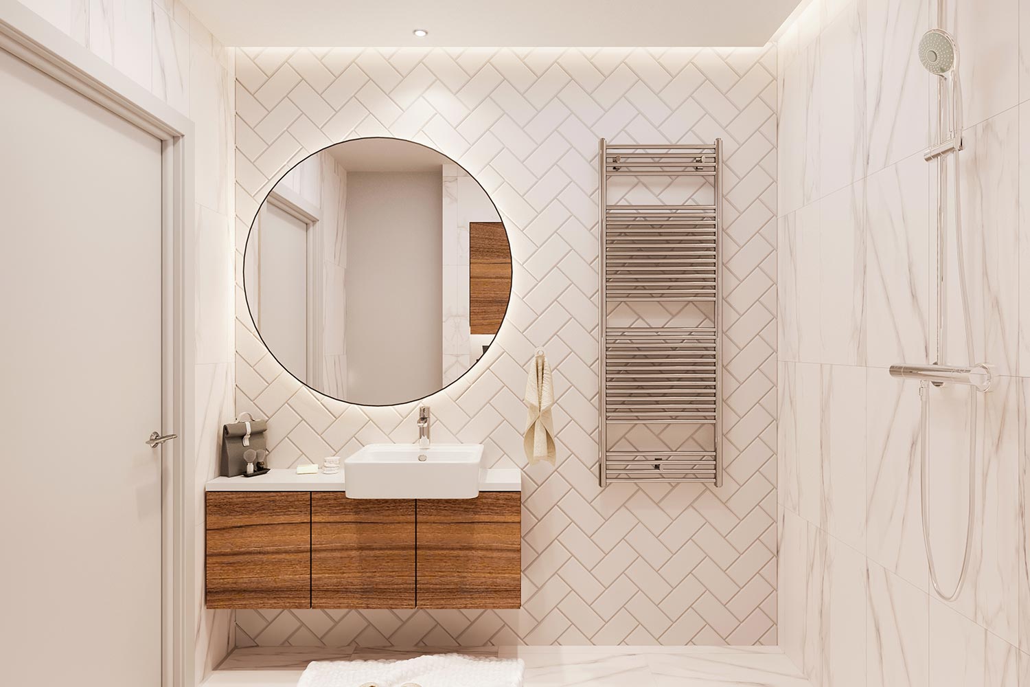 Luxurious bathroom interior render