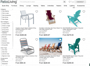 PatioLiving website product page