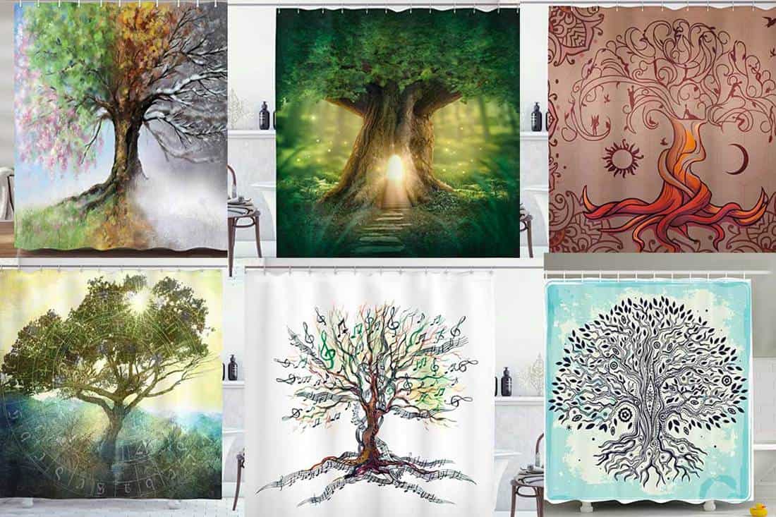 collage of gorgeous tree of life shower curtains, Tree of Life Shower Curtains: 10 Gorgeous Designs To Choose From