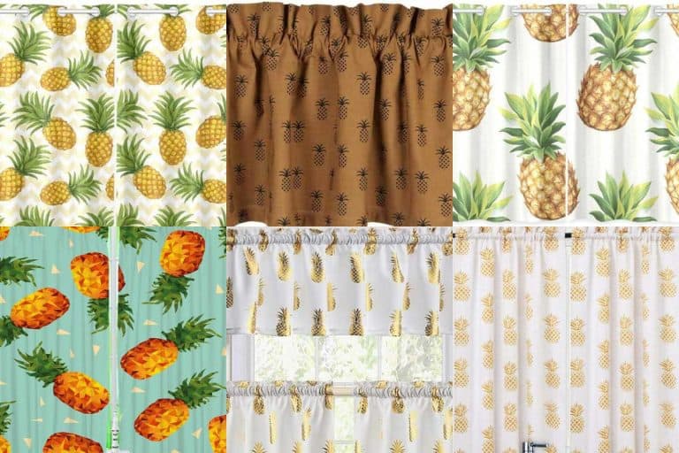 A collage of stylish pineapple-themed kitchen curtains, 10 Stylish Pineapple-Themed Kitchen Curtains