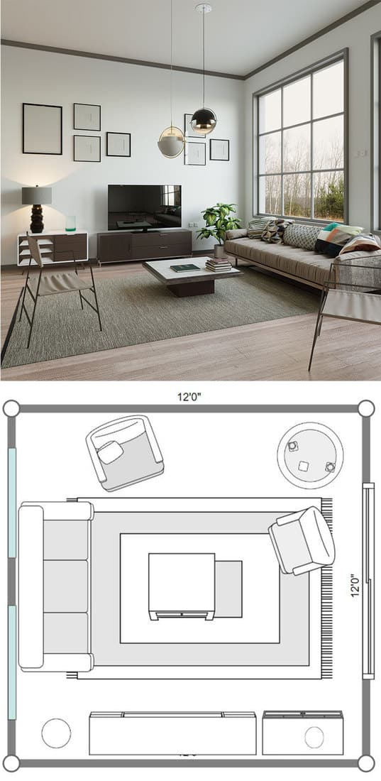 7 Square Living Room Layout Ideas [Including 12x12 Living Rooms]