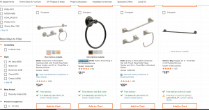 The Home Depot page for bathroom accessories