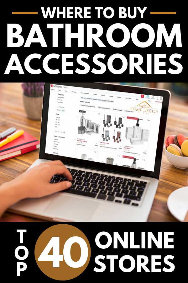 Person online shopping bathroom accessories using a laptop, Where To Buy Bathroom Accessories [Top 40 Online Stores]