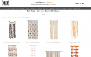 Modernica Props page showing beaded curtains