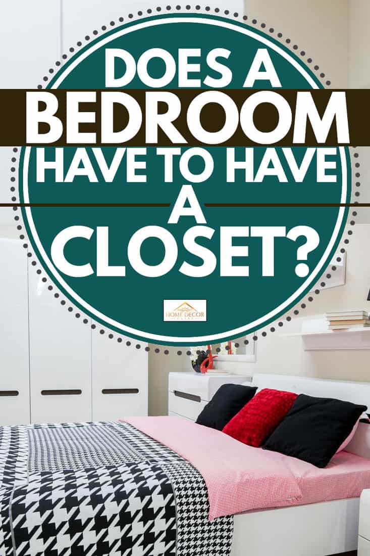 A teens bedroom with a black and white blankets, and a white cabinet, Does A Bedroom Have To Have A Closet?